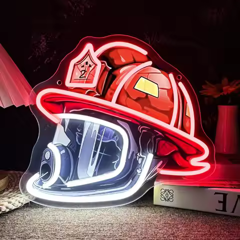 Mutank Firefighting Helmet Neon Sign with USB Dimmable LED Pop Art Light Up for Hero Wall Decor Man 