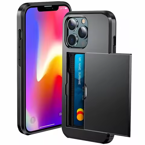 Case For iPhone 16e 15 14 13 12 11 16 Pro Max Mini XS XR 7 8 Plus SE Slide Wallet Card Slot Hard PC 