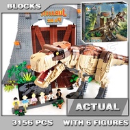 3156pcs Jurassic World T.rex Rampage Dinosaur Nest Wall Framing the Gate Dino Park Movie 11338 Build