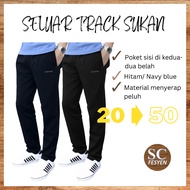 SC# (Budak - Dewasa) Seluar Tracksuit Panjang / Seluar Sukan Sekolah Warna Line Gelap (Dark Blue / Black)