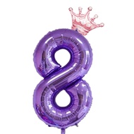 2 Chiếc 40-Inch Tím Số Bóng Mini Thiết Kế Vương Miện Hoa Hồng Vàng 1 2 3 4 5 Tuổi Trang Trí Tiệc Sin