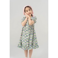 LEAH babydoll baby girl dress designed with lovely front buttons for children from 3,4,5,6,7,8,9,10 
