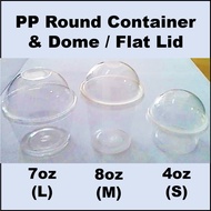 100pcs - PP Clear Round Container with Dome/ Flat Lid 4oz 7oz 8oz Ice Cream Cup Cup Cake