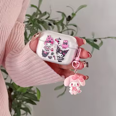 Clear Earphone Case For Airpods 1 2 3 4 Pro 2 3 Cute Sanrio Kuromi Wireless Bluetooth Headset Protec