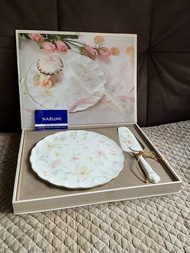 (98%new) Narumi骨瓷印花蛋糕盤組 / 大蛋糕碟+蛋糕鏟 **日本鳴海** 非Le Creuset Staub