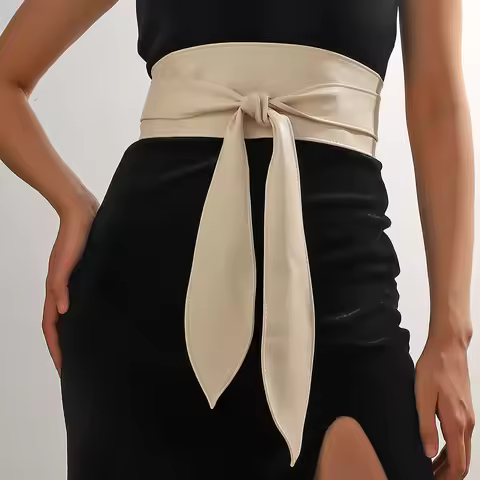 Cross-border European and American fashion PU wide belt for women versatile decoration obi waist sea