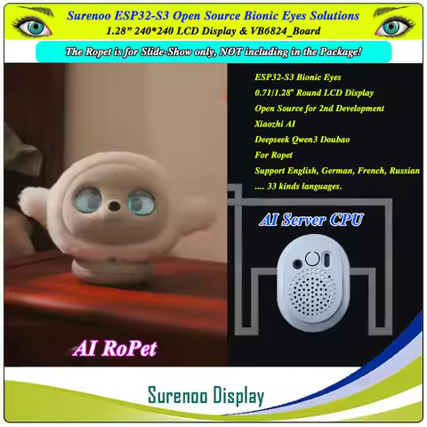 Surenoo ESP32-S3 Open Source 1.28" 240*240 Round Bionic Eyes LCD Xiaozhi AI Robert Deepseek Qwen3 WI