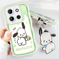 พร้อม Casing Ponsel เคสสำหรับ Infinix Smart 7 Tecno Spark Go 2023 Tecno Pop 7 Pro (พร้อมที่ยึดฟรี) เคสโทรศัพท์หยักนิ่มแฟชั่น Po-Chacco การ์ตูนกันกระแทกเคสโทรศัพท์มือถือป้องกันกล้องคลุมทั้งหมด