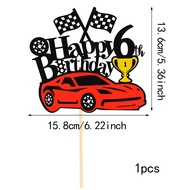 Racing Theme 1st/2nd/3rd/4th/5th/6th/7th/8th/9th/10th Birthday Cake Toppers Racing Flag Decor For Bi