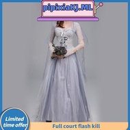 []-Women Halloween Dead Bride Costume Ghost Corpse Bride Corset Dress and Veil Floral Headband Outfi