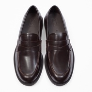 Zara authentic GLOSSY Leather mocassin Shoes In Brown size 40
