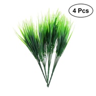4 Pcs Artifical Greenery Plastic Wheat Grass Faux Shrubs Stimulation Greenery Plants for Outside Hom