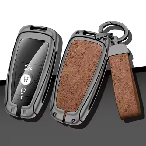 Metal Leather Car Key Case Cover Protector For Ford Raptor F150 Explorer Mustang Fusion Escape F250 