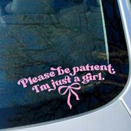 Please Wait, I'm Just A Girl - Funny Car Sticker, Bow Car Window Sticker, Girl Sticker, Cute Car Dec