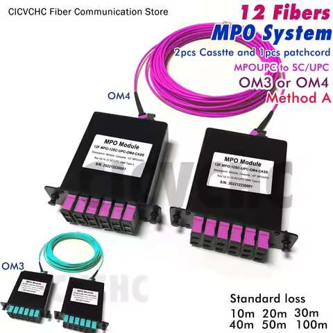 12 Fibers MPO/UPC-SC System Method A B Casssette Patchocrd Multimode OM3, OM4-10m to 50m Optic Fiber