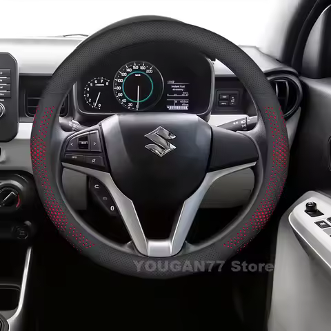 Leather Car Steering Wheel Cover For Suzuki Ignis Hybrid 2024 2017-2023 Non-slip Auto Steering Wheel
