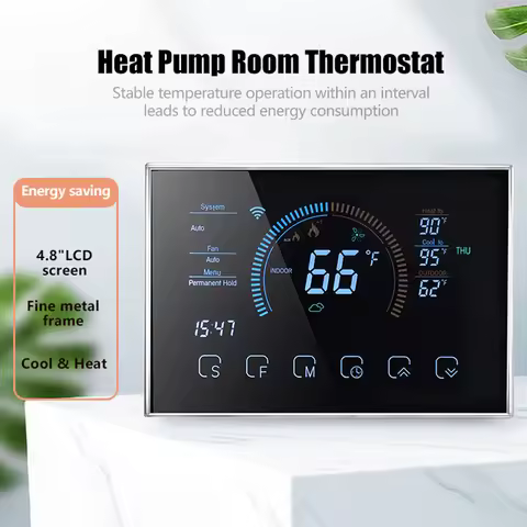 Wifi Heat Pump Controller System Thermostat Touch Digital Programming Air Conditioning Smart Life Tu