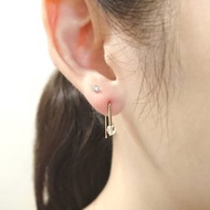 極簡幾何 天然白水晶 14K GF 包金 小直管長方開口耳環