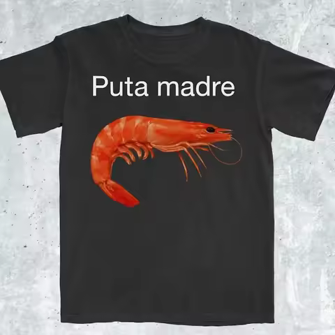 Funny Shrimp Memes, Shrimp-patterned T-shirt Memes, Shrimp, Aggressive, Satirical Viral Memes, and C