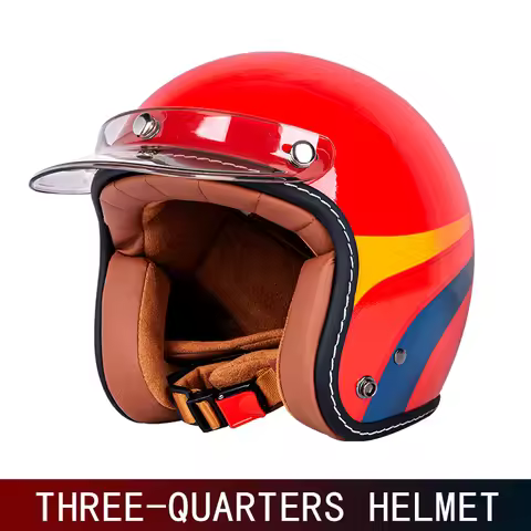 3/4 Retro Helmet Motorcycle Men's and Women's Three-Quarters Helmet Deha Pedal Cruising Four Seasons