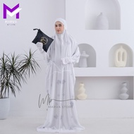 Marva - Mukena Terusan Putih Dewasa Bordir Amila Katun Premium