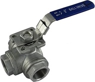 Duda Energy 3WBV-WOG1000-F075-L L-Type Ball Valve, 304 Stainless Steel, 3-Way, SS304 SUS304 3/4" NPT