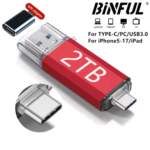 2TB OTG USB Flash Drive USB 3.0 Type C For iPhone ipad 1TB 512GB 256G Pendrive Samsung Huawei Xiaomi