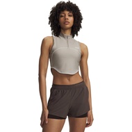 Under Armour Womens Women's Novelty HeatGear Cropped Slim-Fit Gym Vest (Taupe/White) - Sports Direct