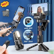 Q18 gimbal stabilizer mobile phone selfie tripod with fill light 360° 4 in1 Phone Stabilizer Gimbal 