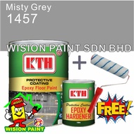 misty grey 1457 / KTH EPOXY ( 5L ) + ( FREE 7" ROLLER SET ) Floor Epoxy Paint (4L+1L Hardener) Brand: KTH