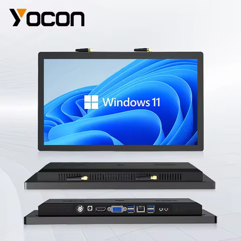 18.5 Inch Industrial Panel Pc All In One Capacitive Touch Screen Pc Wall Mount High Performance Linu