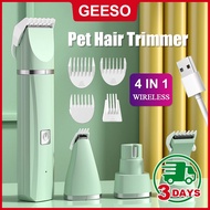 GEESO 4 IN 1 Pet Hair Clipper Grooming Kit Nail Grinder Pet Shaver Rechargeable Cat Dog Hair Trimmer