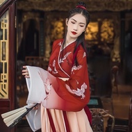 Hanfu Dress woman set Crane Waist-length Skirt Hanfu Top Two-piece Girl Red Daily Improved Hanfu Dsmyz2916