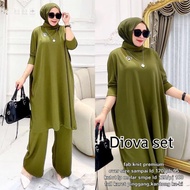 Setelan Diova Long Tunik Celana Kulot Matt Knitts Premium - Setelan Wanita Kekinian Dan Terbaru 2023