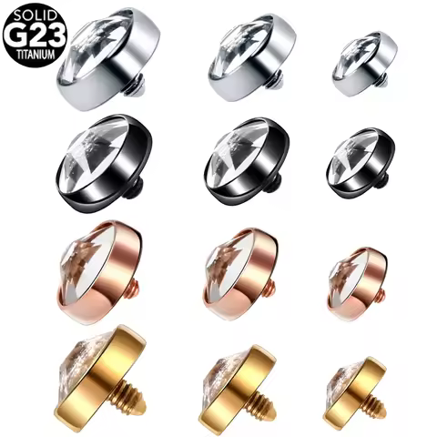 1PC G23 Titanium Micro Dermal Anchor Piercing Crystal Gem Skin Diver Surface Implant Jewelled Dermal
