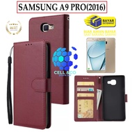 SAMSUNG A9 PRO 2016 Premium Flip Cover Leather Wallet sarung buku dompet Flip Wallet model buka tutu