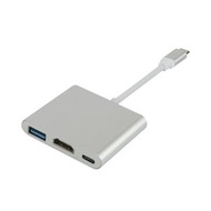 USB-C三合一擴展塢 4K高清 HDMI轉接器 PD快充 集線器 香港行貨- type c轉hdmi三合一銀色 均碼