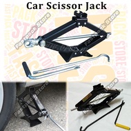 Full Set with Steel 🚗 Manual Scissor Car Jack Garage Jack Jack Lifting Car Scissor Jack Jek Kereta Spare Handle 剪式千斤顶
