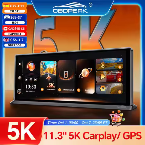 K8 Pro Car Dvr Camera 5K 11.3" Dash Cam GPS Navigation Wireless CarPlay Android Auto Night Vision AU