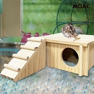 [ Hamster Wood House, Wooden Hut Hut Hamster Hideout with Ladder and