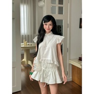 KIDO - BONNA TOP ruffled shirt with bow back