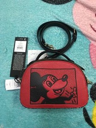 Coach Disney Mickey Mouse X Keith Haring Serena Satchel in Electric Red Multi, ibag,handbag,斜揹/咩袋, 廸士尼，米奇