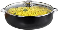 IMUSA 6.9Qt Bistro-Cera Aluminum Speckled Black Ceramic Caldero with Glass Lid, Nonstick Dutch Oven 