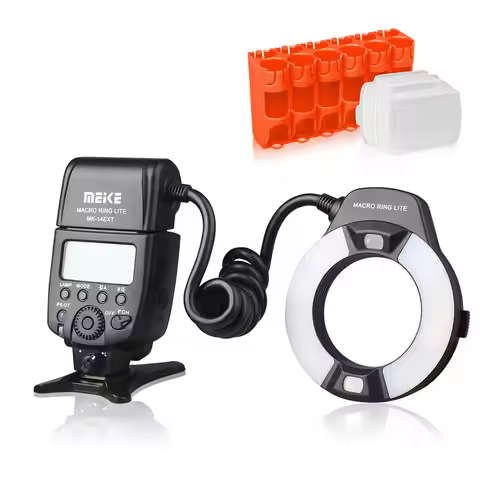 Meike MK-14EXT E-TTL Macro LED Ring Flash Speedlite with LED AF Assist Lamp for Canon EOS 5D II III 