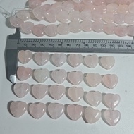 ROSE QUART HEART BEAD 15MM GENUINE NATURAL STONE PER UNIT PRICE