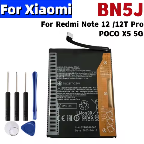 New 5000mAh/4900mAh BN5J Battery For POCO X5 5G , Xiaomi Redmi Note 12 5G Mobile Phone Batteries +To