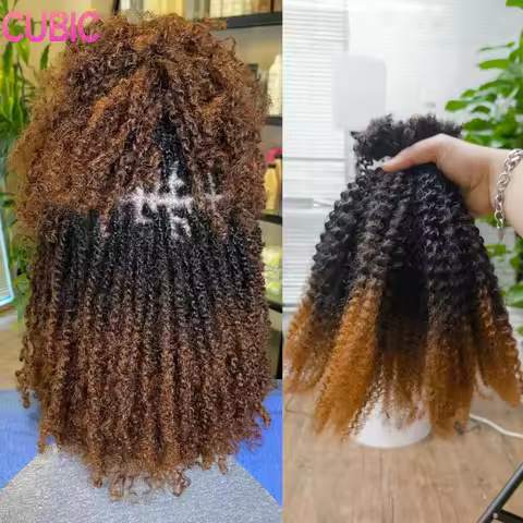 4C Kinky Twist Crochet Braiding Hair 100% Human Hair Dreadlocks Extensions 16" Curly Human Hair QVR 