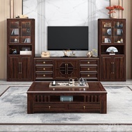 High Cabinet TV Cabinet Solid Wood Living Room Coffee Table Purple Gold Combination Small Apartment 