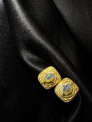 s925 純銀 蛋白石 耳環 歐泊 耳環 Opal 耳環 耳針 復古 耳環