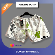 Celana kolor pendek boxer distro premium pria dan wanita motif kaktus putih